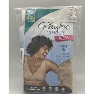 Playtex 18 Hour Super Soft Cool Breathable Wirefree Bra 4690 Size 42DD TAUPE